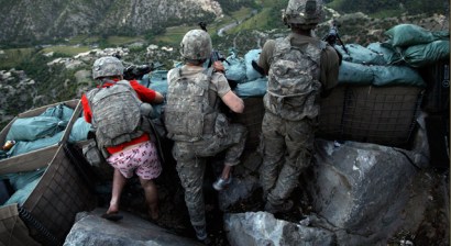 Specialist Zachary Boyd is one three soldiers from the US Army First Battalion, 26th Infantry taking defensive positions at firebase Restrepo after receiving fire from Taliban positions in the Korengal Valley of Afghanistan's Kunar Province. 