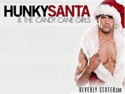 Naughty or nice? A Los Angeles mall features a musclebound St. Nick.