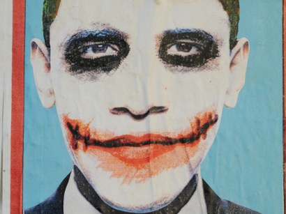 Posters mysteriously appeared on the streets of Los Angeles and Chicago depicting Obama as the white-faced Joker from Batman. At least we now know who created the image. Posters mysteriously appeared on the streets of Los Angeles and Chicago depicting Obama as the white-faced Joker from Batman. At least we now know who created the image.