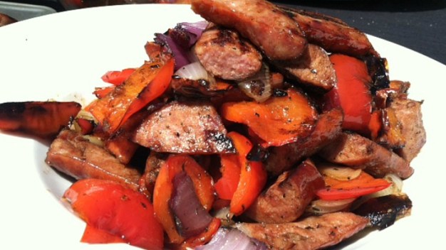 Grilled Turkey Kielbasa and Vegetables