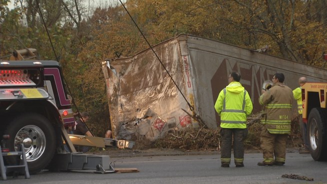 State Police are investigating the cause of the tractor-trailer crash that involved a car early Wednesday morning along the East Lyme/Waterford town line.