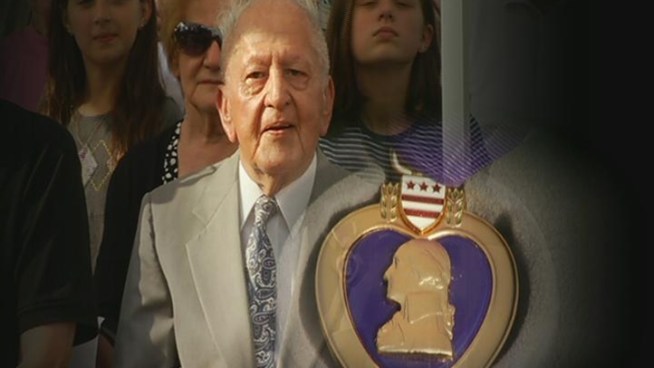 Marine Private George Haddad finally received the purple heart he deserved.