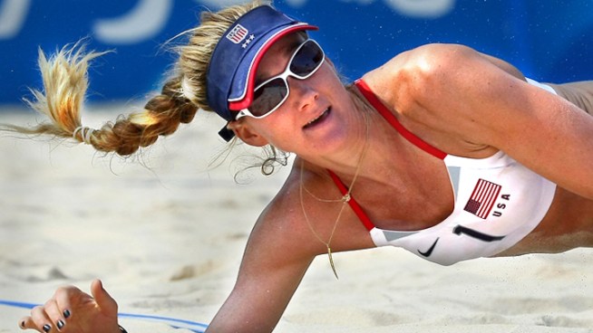 Beach volleyball player Kerri Walsh has won golds twice. Now she goes for her third.