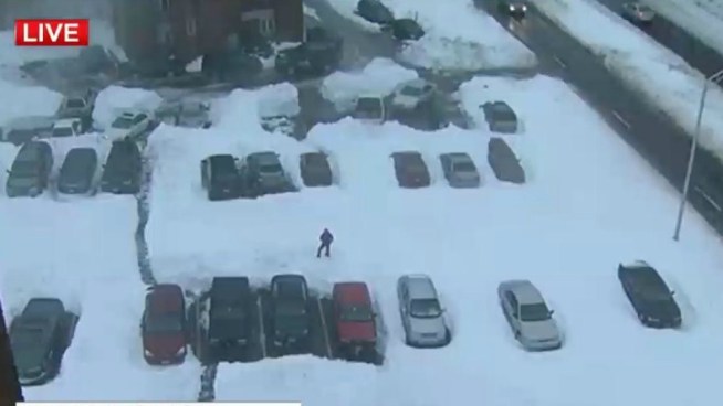 Residents of an apartment building in New Britain are angry because the parking lot hasn't been plowed and many of their cars remain under 2-3 feet of snow.