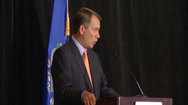 Fresh off the budget deal to avoid a government shutdown, Speaker of the House John Boehner used a speech in Connecticut, to take a shot at Vice President Joe Biden's negotiating tactics.