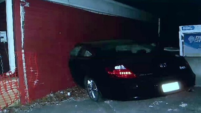 The owner of Patch & Leather Motorcycle Shop in Norwich was surpised to see a car had crashed into his building early Monday morning.