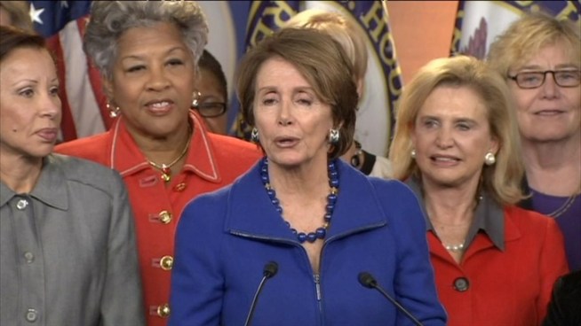Former House speaker Nancy Pelosi said Wednesday she will run to keep her job as the Democratic leader in the House after a pair of elections that kept the party in the minority there even as Democrats gained seats in the Senate and a second term for President Barack Obama. Here, she talks about female leadership in the House.