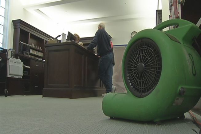 A library branch in Farmington is closed while repairs take place after a frozen pipe caused extensive water damage inside.