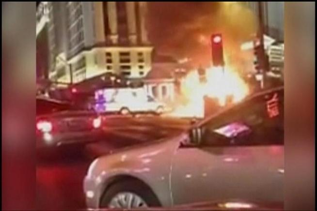 The lone suspect in a fiery triple slaying on the Las Vegas Strip was arrested Thursday at a North Hollywood apartment. Late Thursday, authorities had concluded a search of that apartment and handed over the evidence to Las Vegas detectives. Kim Baldonado reports for the NBC4 News at 11 p.m. on Feb. 28, 2013.