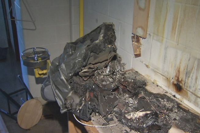 A fire started in a science classroom at Kelly Middle School in Norwich early this morning. The sprinkler system went off and flooded two wings of the school.