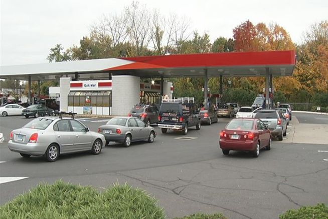 People lined up at the pumps and at hardware stores looking to fill up on fuel and stock up on the bare essentials.