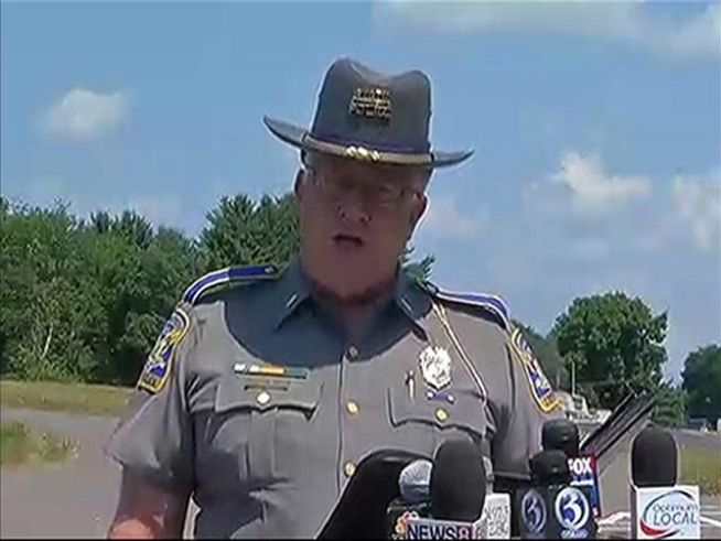 A state trooper shot a man who charged at him with a knife on Route in Harwinton. The man has been pronounced dead/