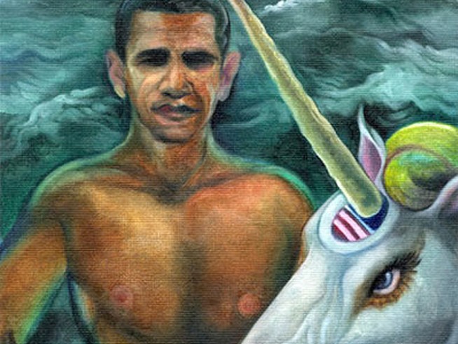 And Here's Porno-Bama, Riding a Unicorn
