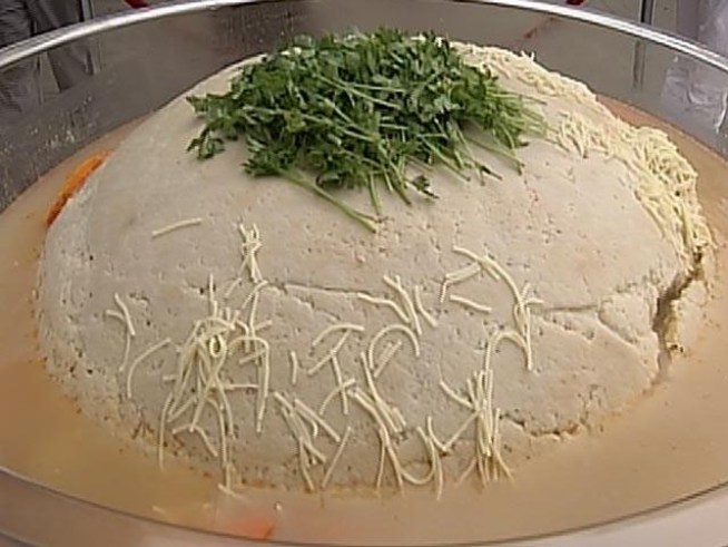 It's made from 1,000 eggs, 80 pounds of margarine and 200 pounds of matzah meal. Eat it if you dare.