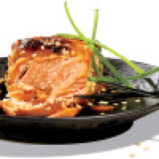 Salmon with Leek Fondue and Sorrel Sauce