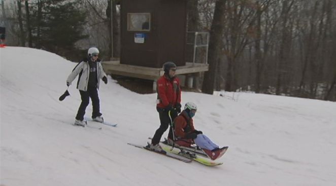 Individuals with disabilities practiced skiing at Mt. Southington in Plantsville on Tuesday.