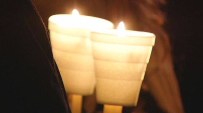 Family and Friends held a candlelight vigil at Rotary Park in Putnam for Ava and Alexis Auger. The two girls were killed in a Putnam House Fire.