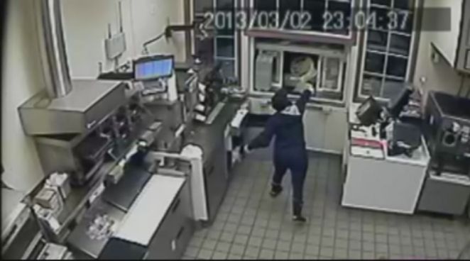 When a man tried to climb in through a drive-thru window and rob a West Haven Dunkin  Donuts, the clerk grabbed what she had to defend herself: a hot pot of coffee.