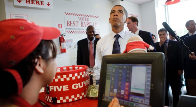 Obama Goes For Friday Five Guys With Brian Williams