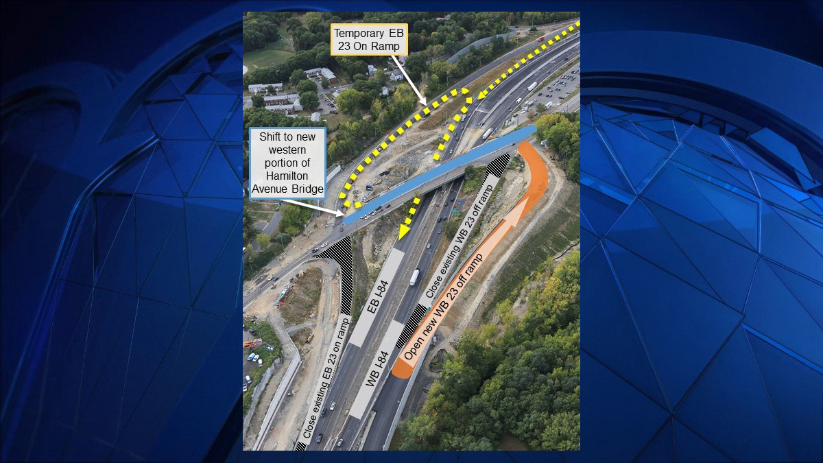 I-84 Waterbury: Ramp Closure, New Traffic Formation Thursday