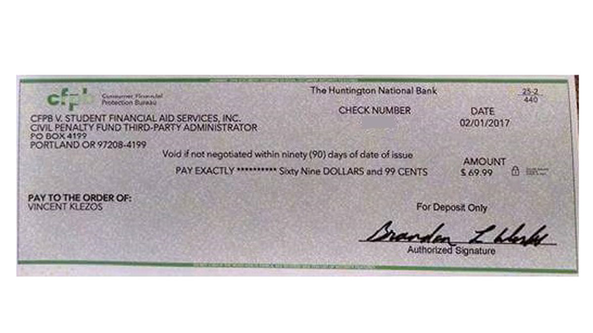 CFPB Put Student Financial Aid Settlement Checks in the Mail