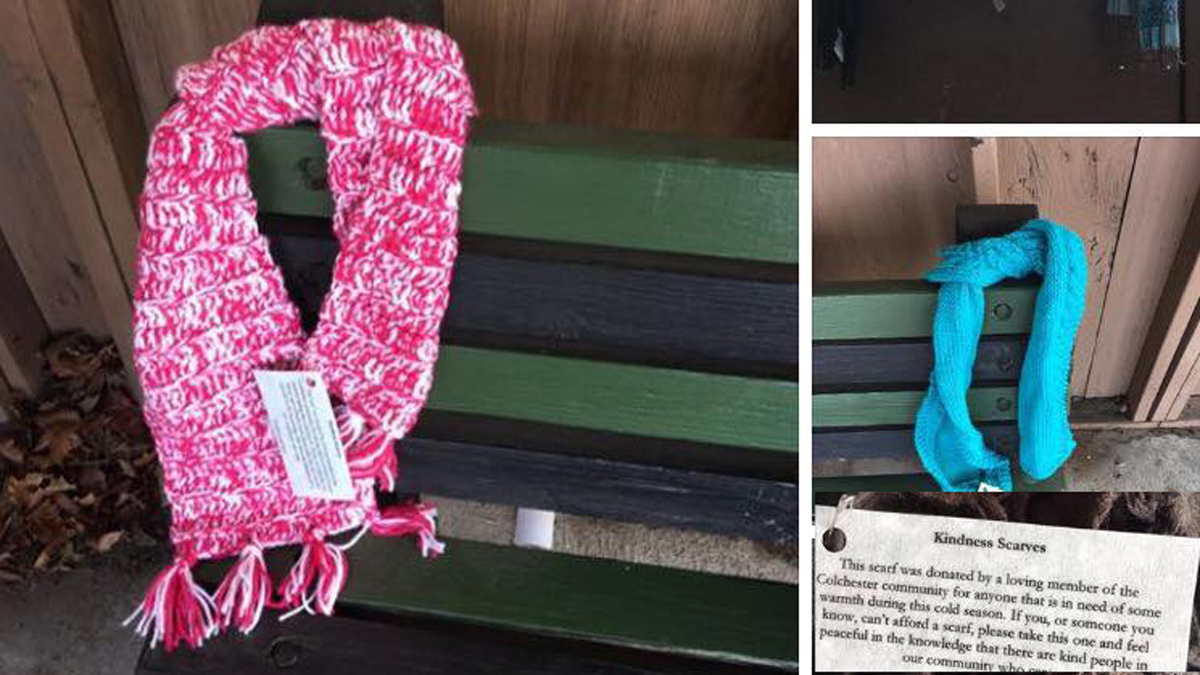 'Kindness Scarves' Placed Around Colchester for the Taking