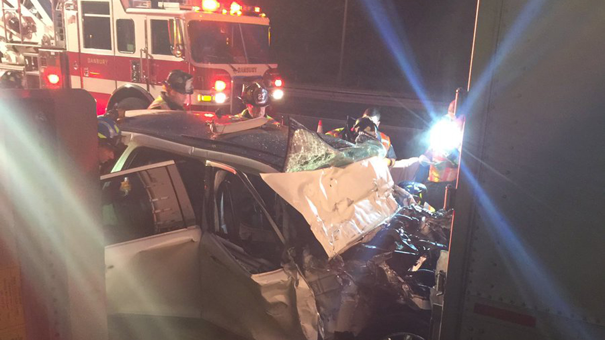 Tractor-Trailer and Car Involved in Crash on I-84 in Danbury
