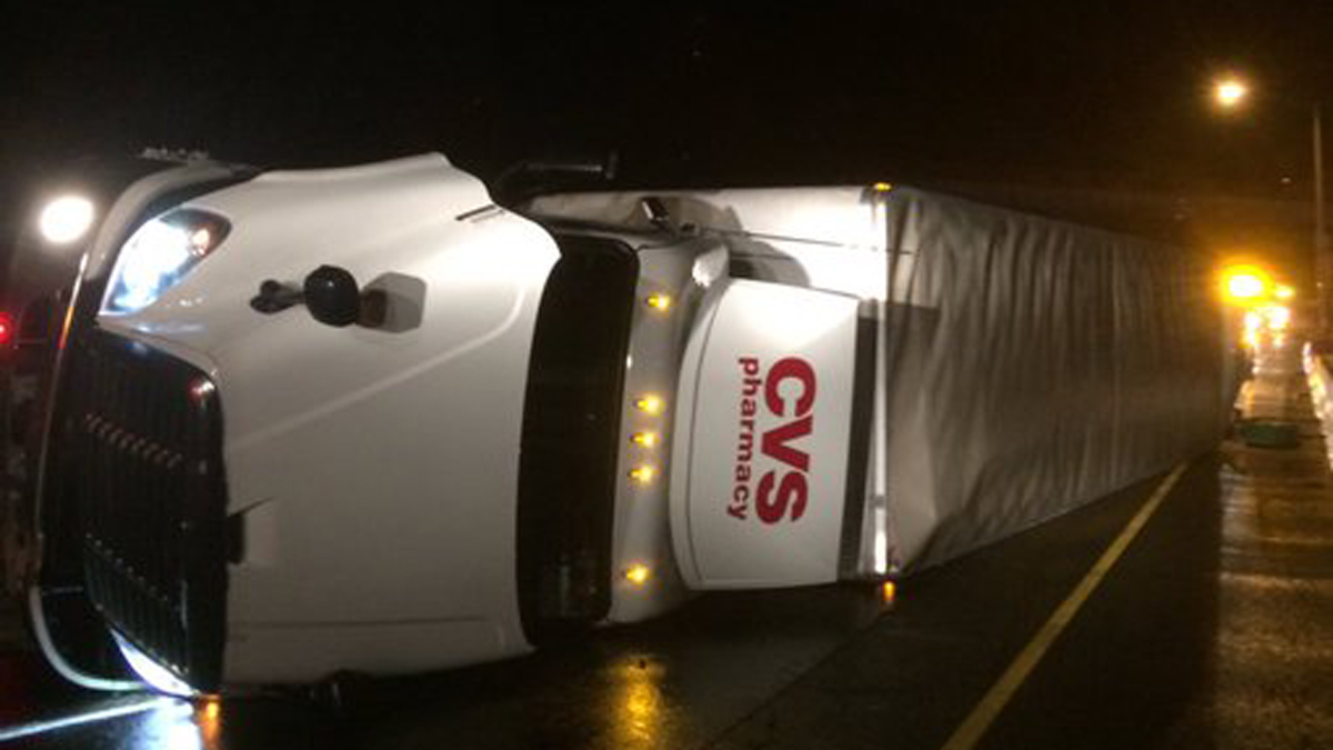 I-84 West in Danbury Reopens After Tractor Trailer Rollover