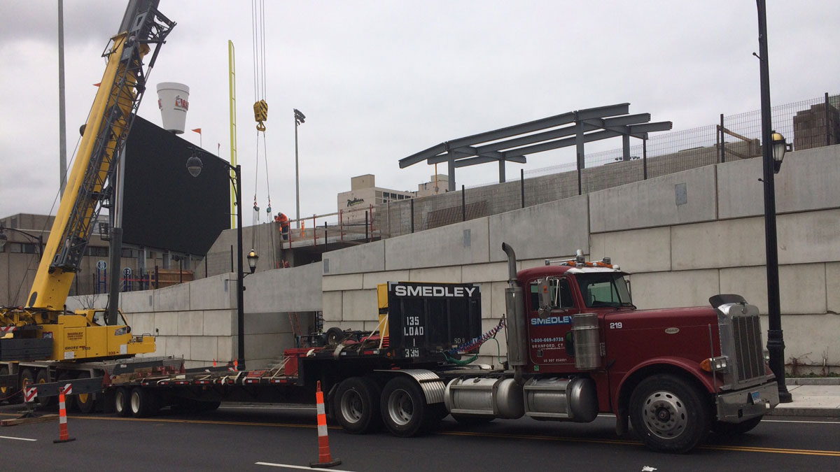 Final Piece of Dunkin Donuts Ballpark in Hartford Placed