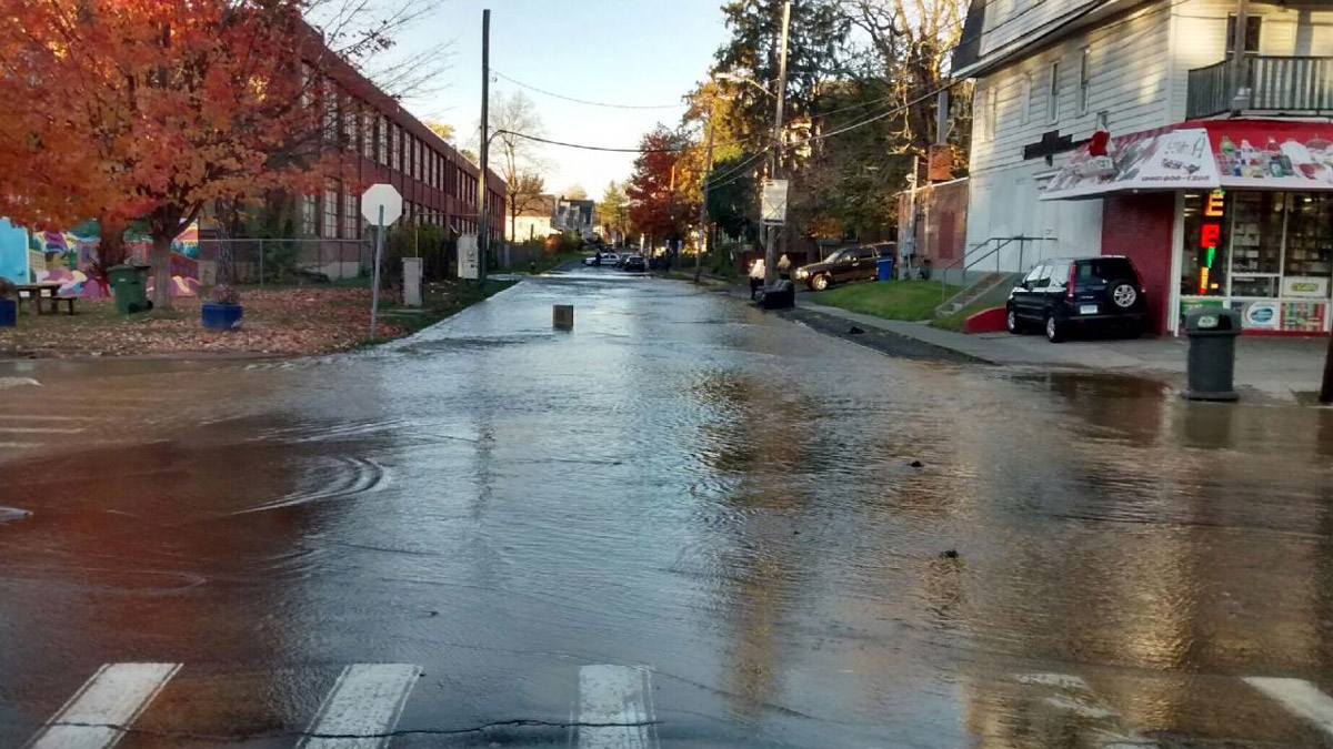 Intersection in Hartford Underwater After Double Water Main Break
