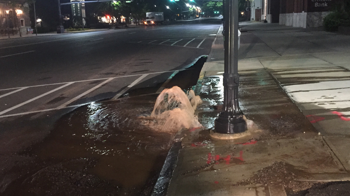 Service Shut Off After Water Line Break at Middletown Bank
