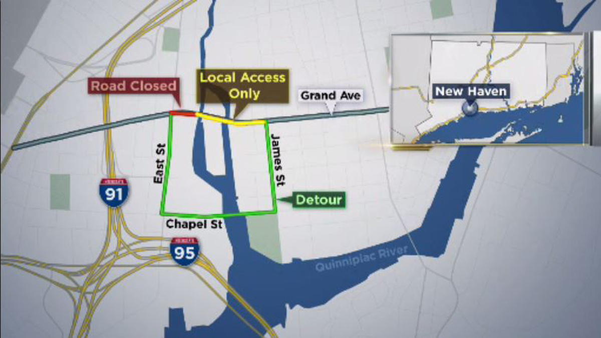 Grand Avenue in New Haven Closed for Construction
