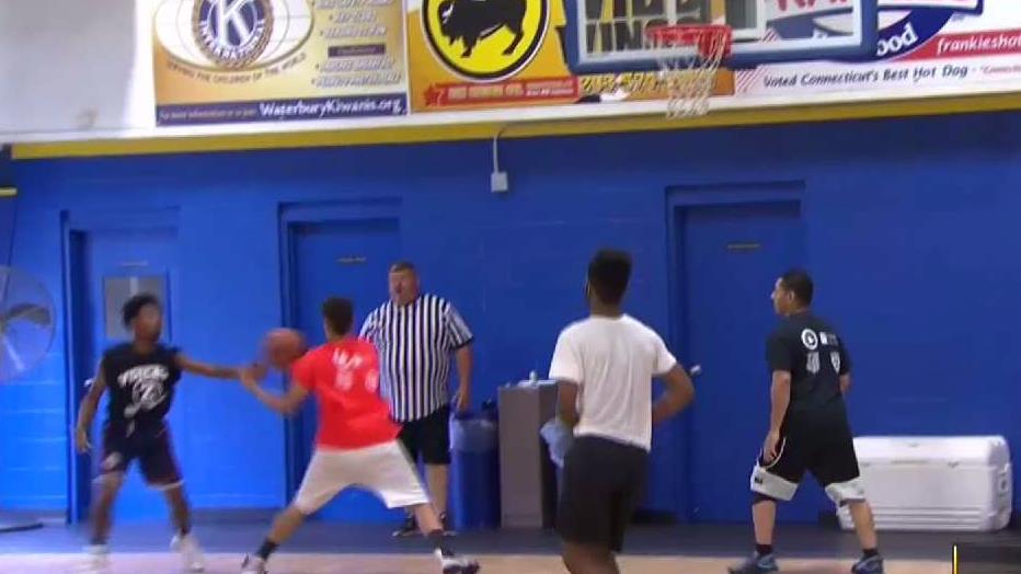 Waterbury Students, Officers Have Friendly Game of Basketball