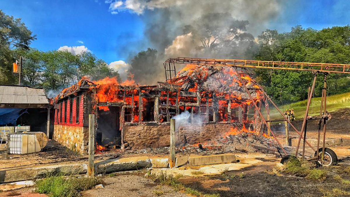 Barn Fire Breaks Out at Scotland Vineyard