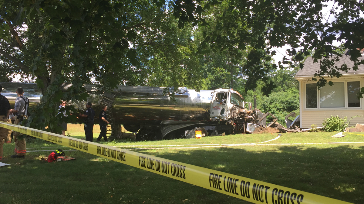 Tanker Truck Crashes into Home in Suffield