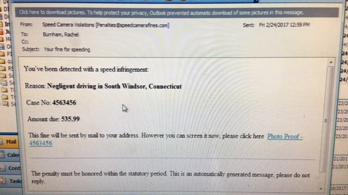 South Windsor Police Warn of 'Speed Camera' Email Scam