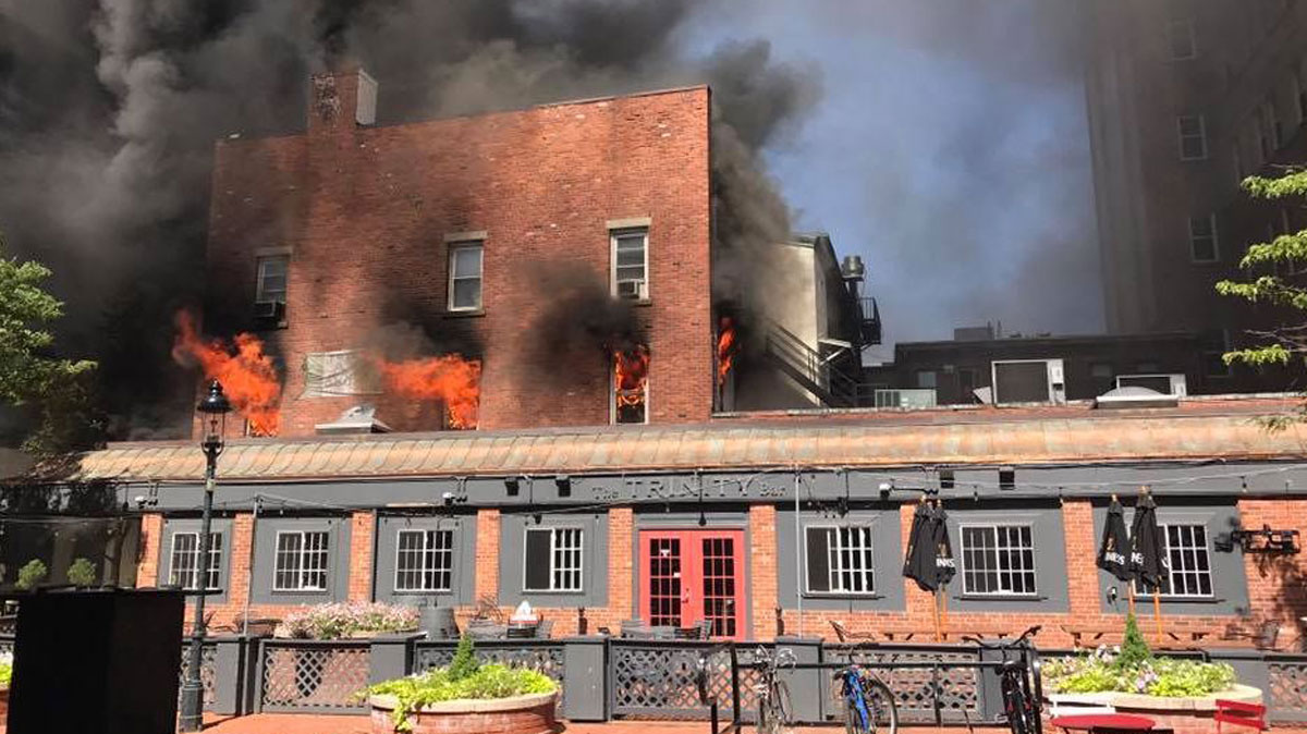 Victim on Fire Escapes Burning Trinity Bar in New Haven: FD