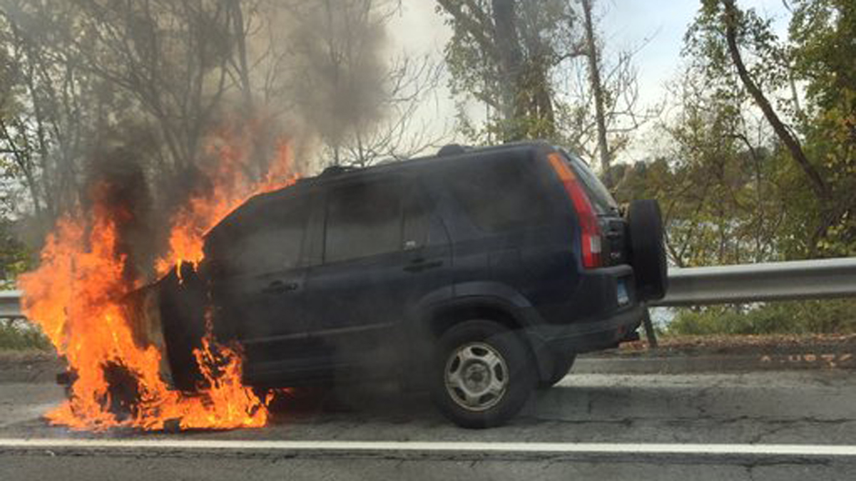 Car Fire Causes Delays on I-91 South in Wethersfield