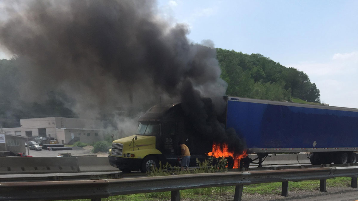 Traffic on I-84 East in Waterbury Getting By After Tractor Trailer Fire
