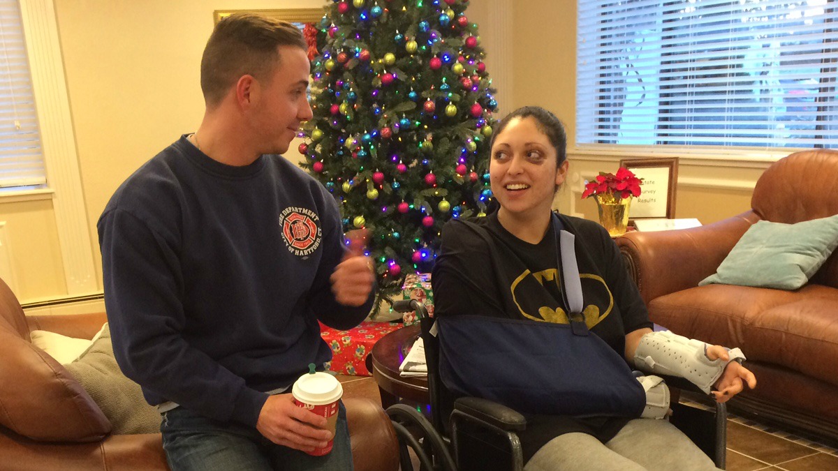 Off-Duty Firefighter Saves Woman From Fiery Car Crash