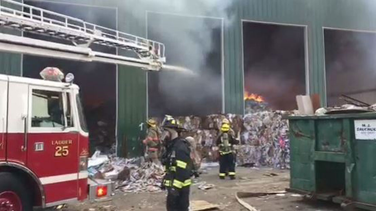 Cold Weather Slows Efforts to Put Out Fire at Ledyard Recycling Facility