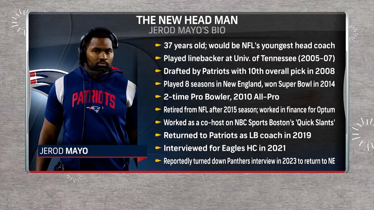 New Patriots head coach Jerod Mayo