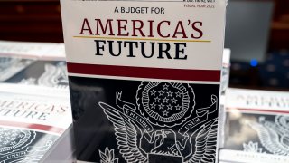 President Donald Trump’s budget request for fiscal year 2021 arrives at the House Budget Committee on Capitol Hill in Washington, Monday, Feb. 10, 2020. (AP Photo/J. Scott Applewhite)