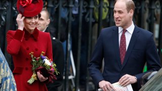 Britain's Prince William and Kate the Duke and Duchess of Cambridge leave after attending the annual Commonwealth Day service at Westminster Abbey in London, Monday, March 9, 2020.