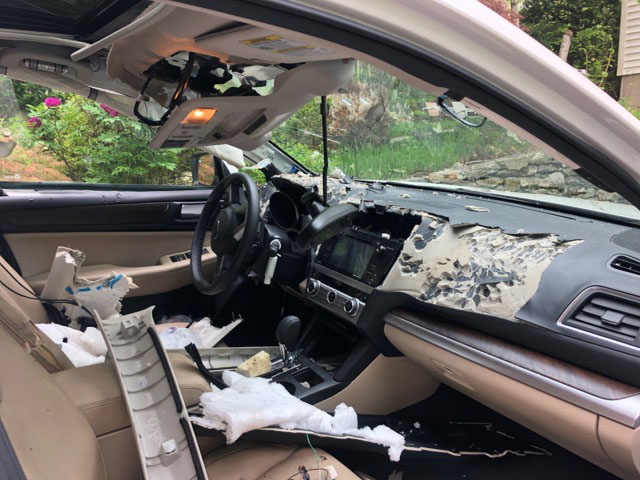 So now, Morad is borrowing a car, locking the doors and waiting on the insurance adjuster.