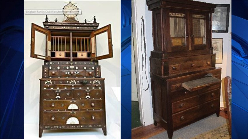 Bingham Family Civil War Memorial Secretary before and after