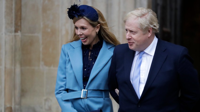 In this Monday, March 9, 2020, file photo, Britain's Prime Minister Boris Johnson and his partner Carrie Symonds arrive to attend the annual Commonwealth Day service at Westminster Abbey in London.