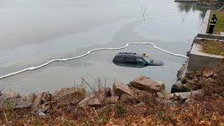Vehicle in water in Branford