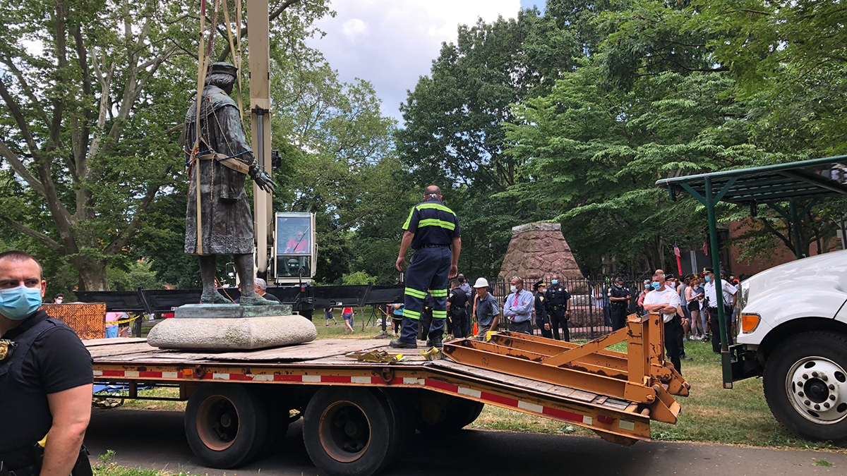 New Haven Takes Down Christopher Columbus Statue in Wooster Square NBC Connecticut