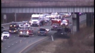 Scene of a car crash on Interstate 91 in Cromwell